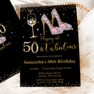 Invitation Cinquante et fabuleux talons hauts Bubbly 50e anni