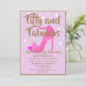 Invitation Cinquante et fabuleux textes en or rose chaud Girl (Debout devant)