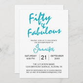 Invitation Cinquante et fabuleux Turquoise 50e anniversaire (Devant / Derrière)