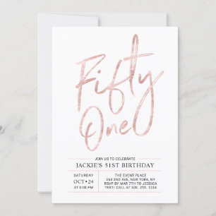 Invitation Cinquante et un Rose Gold Pinceau Moderne pour 5
