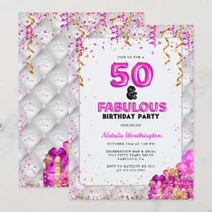 Invitation Cinquante fabuleux Gold Pink 50e anniversaire