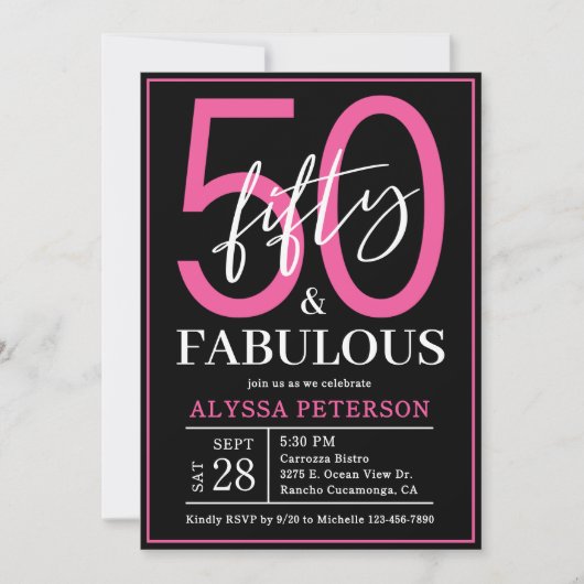Invitation Cinquante & Fabuleux Script 50e Anniversaire (Devant)