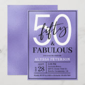 Invitation Cinquante & Fantastique Écriture Violette 50e Anni (Devant / Derrière)