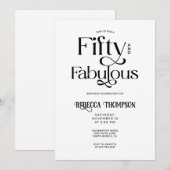 Invitation Cinquante Fantastique Noir Blanc Script 50e Annive (Devant / Derrière)