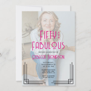 Invitation Cinquante Fantastique Photo Rose Art Déco 50e Anni