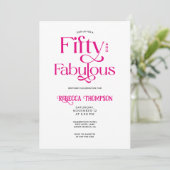 Invitation Cinquante Fantastique Rose Chaud Script 50e Annive (Debout devant)