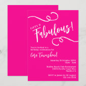 Invitation Cinquante & Fantastique Rose Script Fête d'anniver (Devant / Derrière)