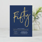 Invitation Cinquante | Fête d'anniversaire 50 ans moderne Or  (Debout devant)