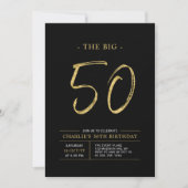 Invitation Cinquante | Gold & Black 50th Birthday Party (Devant)