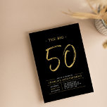 Invitation Cinquante | Gold & Black 50th Birthday Party<br><div class="desc">Célébrez votre journée spéciale avec cette simple et élégante invitation à la fête du 50e anniversaire. Ce design comprend un script de brosse "The Big 50" avec une disposition propre dans un combo noir & or couleur. D'autres conceptions et fournitures de fête sont disponibles à ma boutique BaraBomDesign.</div>