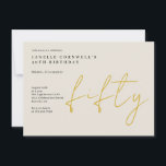 Invitation Cinquante | Gold Modern 50th Birthday Party Invita<br><div class="desc">Cinquante | Gold Modern 50th Birthday Party Invitation Une invitation de cinquantième anniversaire en or,  manuscrit,  et un arrière - plan noir. Vous pouvez changer l'année de naissance et le reste des détails et des couleurs.</div>