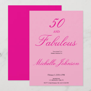 Invitation Cinquante & Incroyable Fête d'anniversaire rose 50