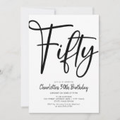 Invitation Cinquante Moderne 50e Soirée d'Anniversaire Noir e (Devant)