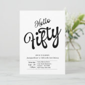 Invitation Cinquante Noir Blanc Moderne 50e Anniversaire Invi (Debout devant)