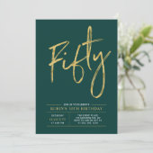 Invitation Cinquante | Or et Vert Fête Moderne de 50 ans (Debout devant)
