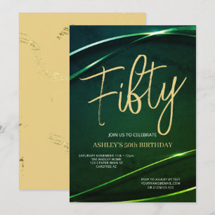 Invitation Cinquante Or moderne Vert 50e Anniversaire Invitat