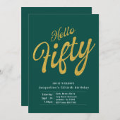 Invitation Cinquante Or Vert moderne 50e anniversaire (Devant / Derrière)