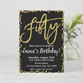 Invitation Cinquante parties scintillant noire et or 50e anni (Debout devant)