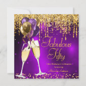 Invitation Cinquante Parties scintillant violet fabuleuse Cha (Devant)