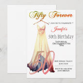 Invitation Cinquante pour tous | Robe moderne 50e anniversair (Devant / Derrière)