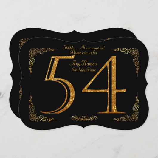 Invitation cinquante-quatrième, Gatsby de fête d'anniversaire (Devant / Derrière)