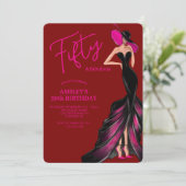 Invitation Cinquante Robe Fabuleuse Rouge Profond 50e Anniver (Debout devant)