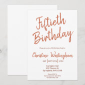 Invitation Cinquantenaire Typographie Rustique Boho 50 ans (Devant / Derrière)