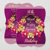 Invitation cinquantième Anniversaire béni et fortement (Devant / Derrière)