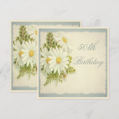 Invitation Cinquantième anniversaire de marguerites vintages (Devant / Derrière)