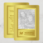 Invitation Cinquantième anniversaire de mariage à bordure dor (Devant / Derrière)