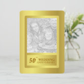 Invitation Cinquantième anniversaire de mariage à bordure dor (Debout devant)