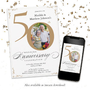 Invitation Cinquantième anniversaire de mariage calligraphié 