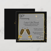 Invitation Cinquantième anniversaire de mariage chic noir et  (Devant / Derrière)