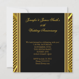 Invitation Cinquantième anniversaire de mariage élégant en or