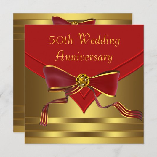 Invitation Cinquantième anniversaire de mariage élégant or ro (Devant / Derrière)