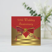 Invitation Cinquantième anniversaire de mariage élégant or ro (Debout devant)