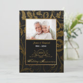 Invitation Cinquantième anniversaire de mariage en damas noir (Debout devant)