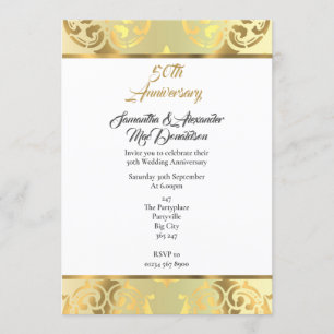 Invitation Cinquantième anniversaire de mariage en damas or é
