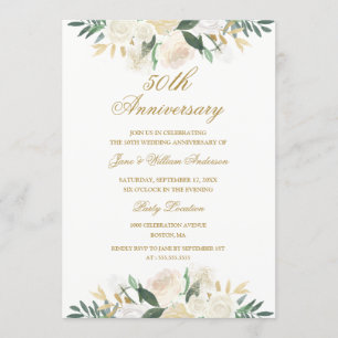 Invitation Cinquantième anniversaire de mariage floral botani