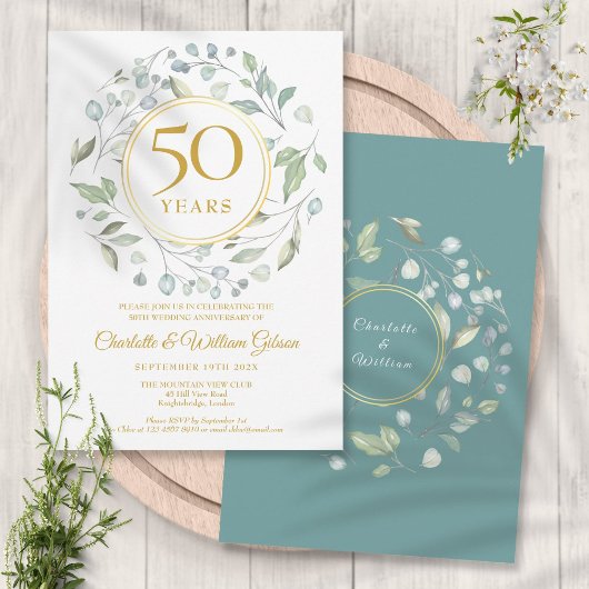 Invitation Cinquantième anniversaire de mariage Golden Laurel
