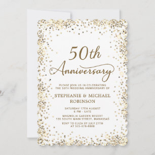 Invitation Cinquantième anniversaire de mariage or pailleté e