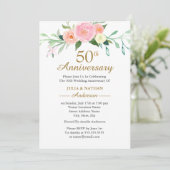 Invitation Cinquantième anniversaire de mariage Pink Wildflow (Debout devant)