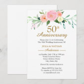 Invitation Cinquantième anniversaire de mariage Pink Wildflow (Devant / Derrière)