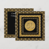 Invitation Cinquantième anniversaire d'or noir "tout (Devant / Derrière)