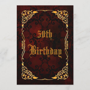 Invitation Cinquantième anniversaire encadré par or gothique