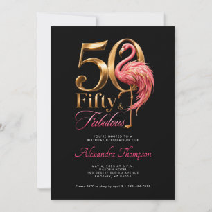 Invitation Cinquantième anniversaire fabuleux de flamant rose