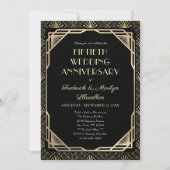Invitation Cinquantième anniversaire Mariage Art déco élégant (Devant)