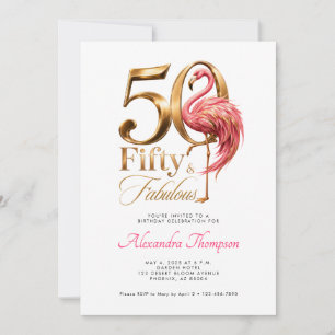 Invitation Cinquantième Anniversaire Merveilleux Flamant Rose