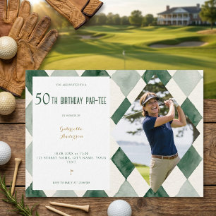 Invitation Cinquantième Anniversaire Par-Tee Aquarelle Argyle