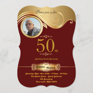 Invitation cinquantième, anyage d'homme d'anniversaire, art
